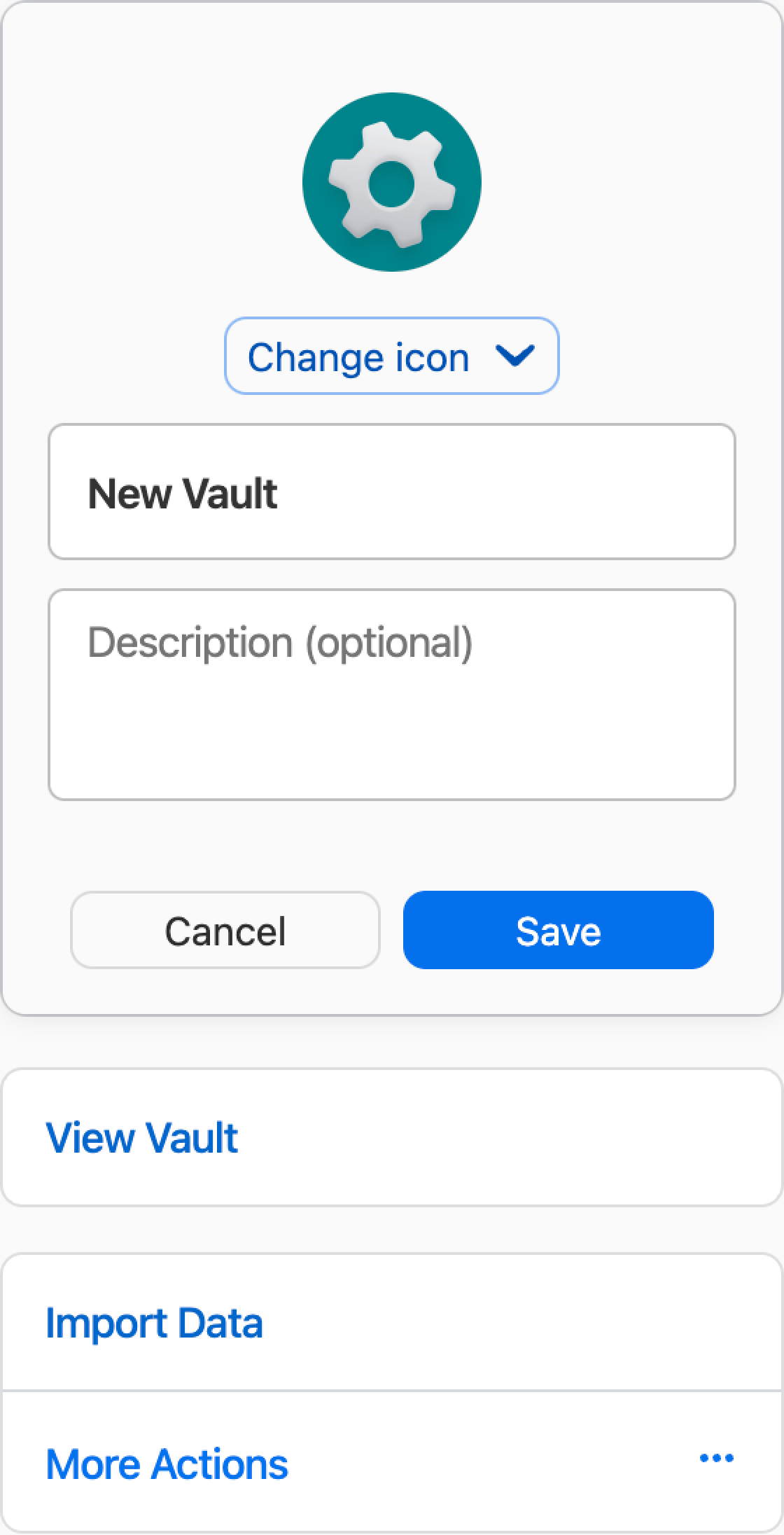 The view to edit a vault on 1Password.com