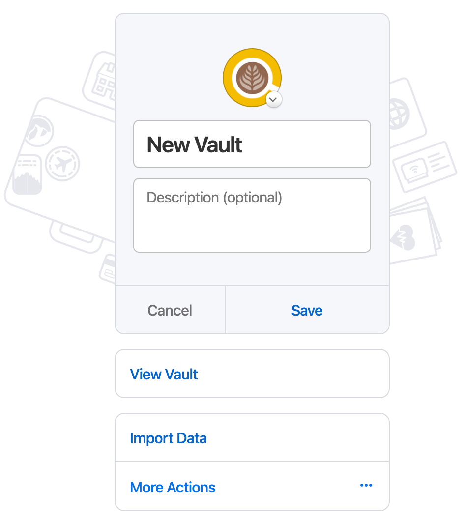 The view to edit a vault on 1Password.com