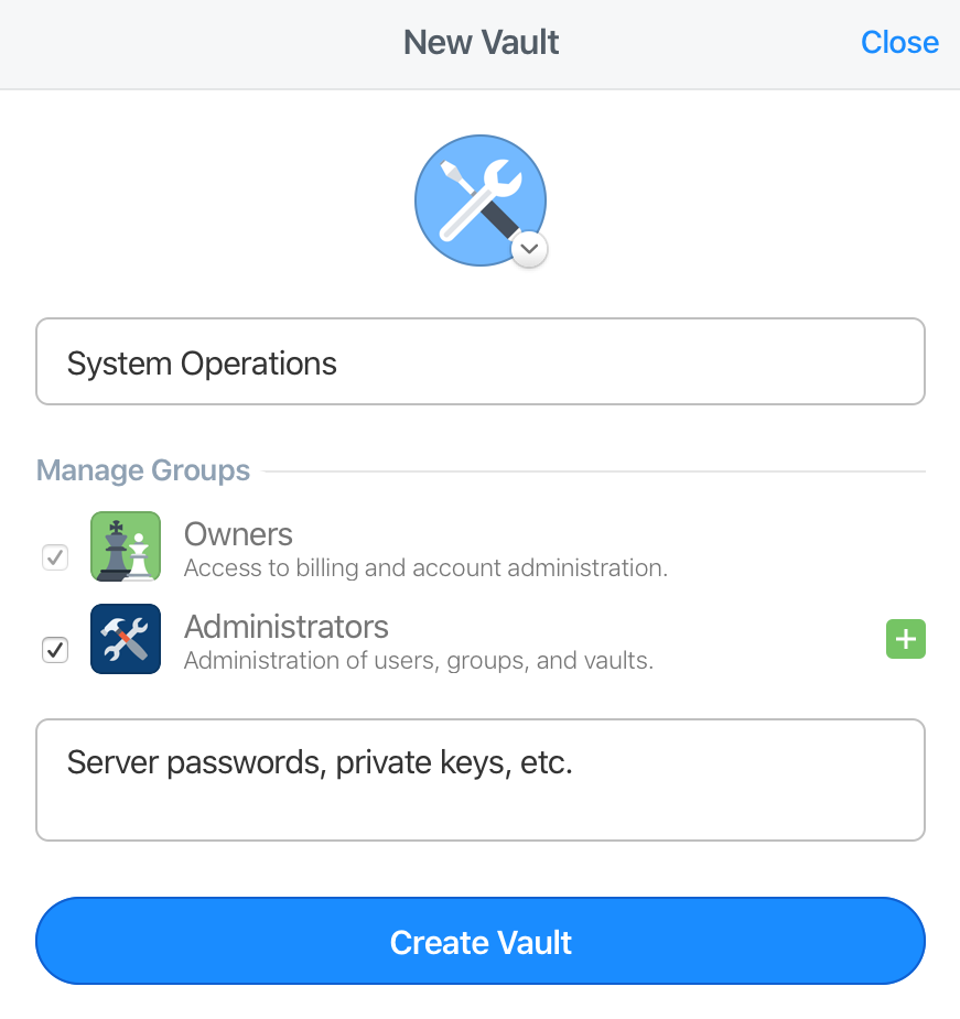 1password share private vault