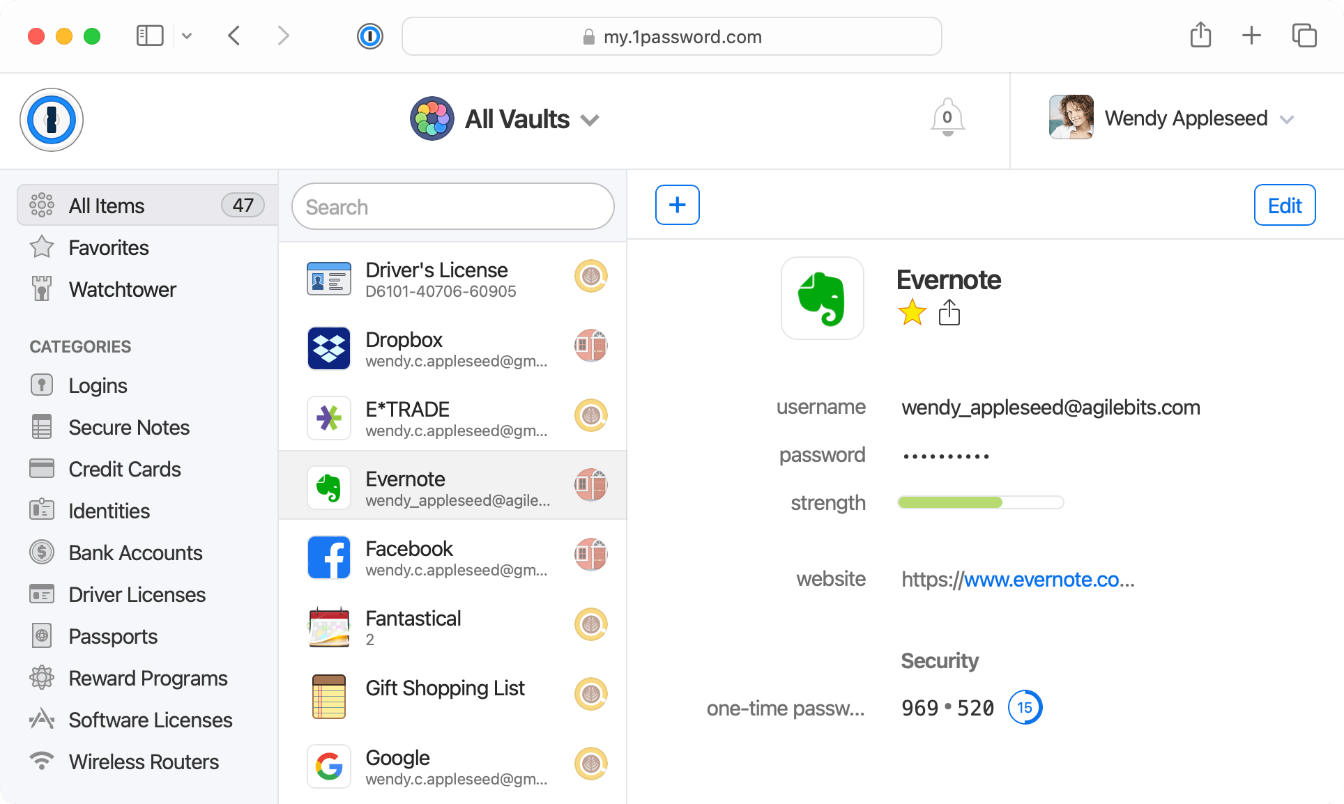 2fa in 1password