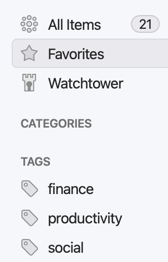 Favorites and tags in the vault sidebar