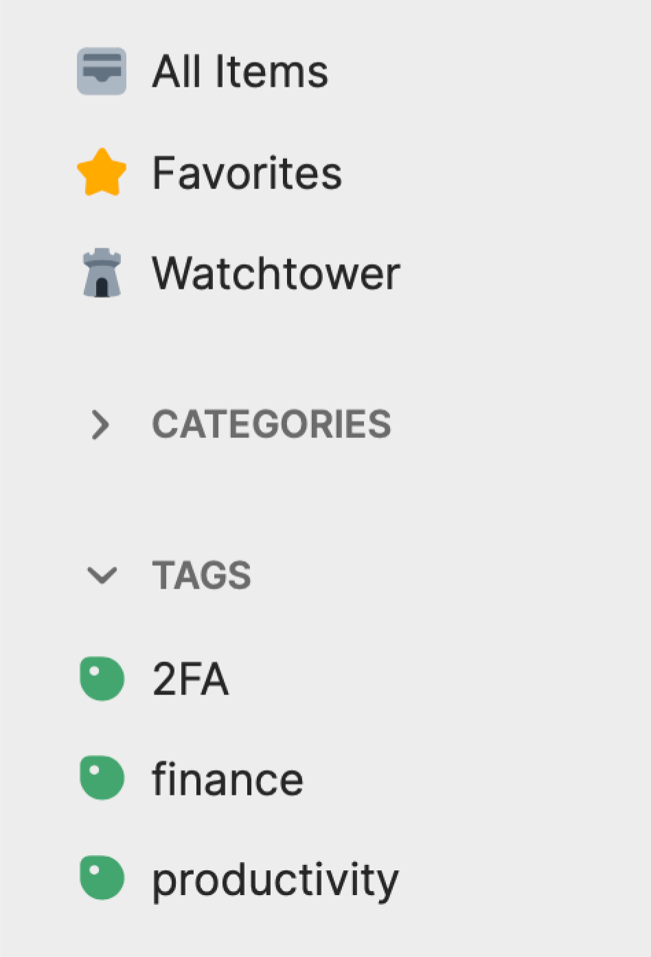 Favorites and tags in the vault sidebar