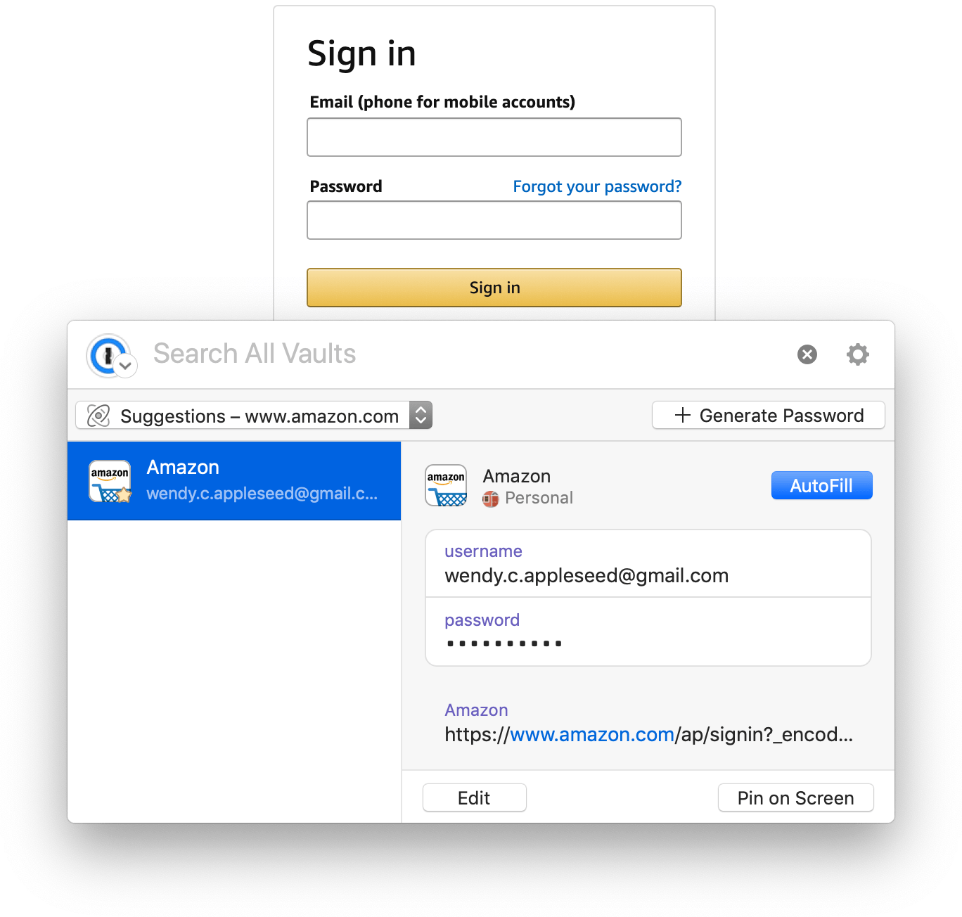 1password suggested password