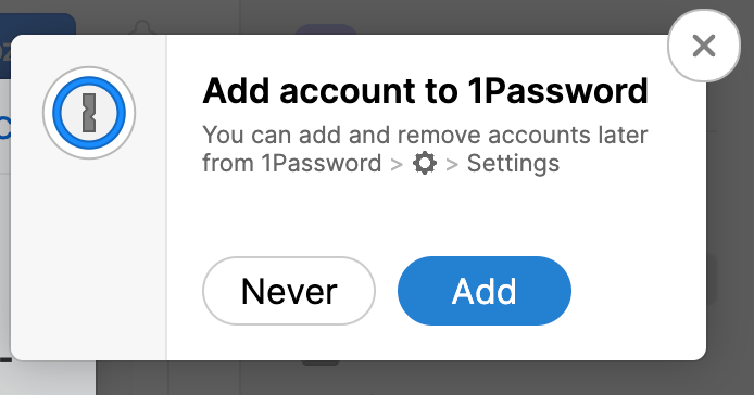 Prompt shown on 1Password.com to add account to 1Password desktop app