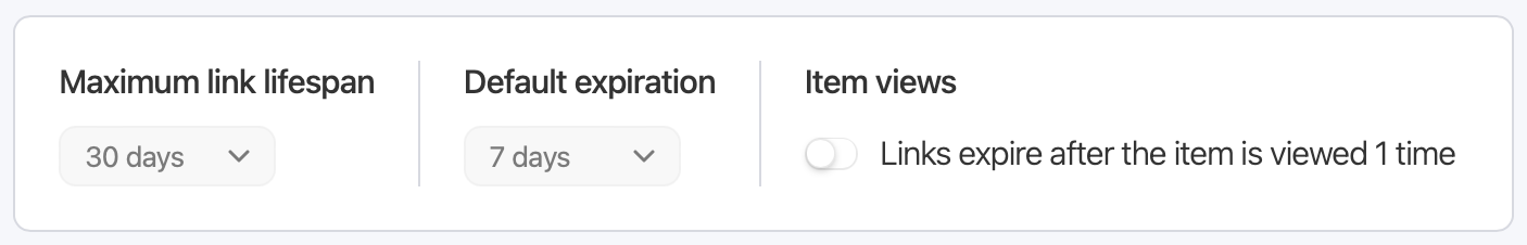 The settings to manage who your team can share items with