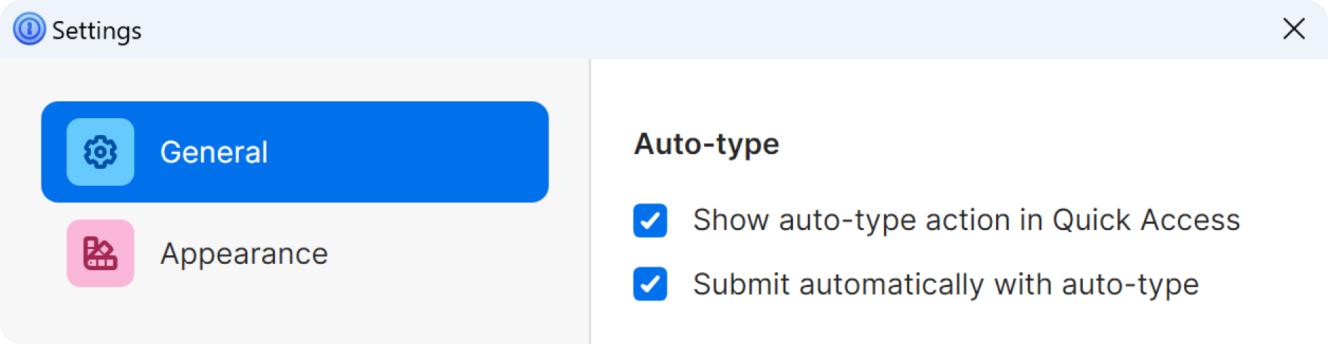 The Auto-Type settings in 1Password for Windows.