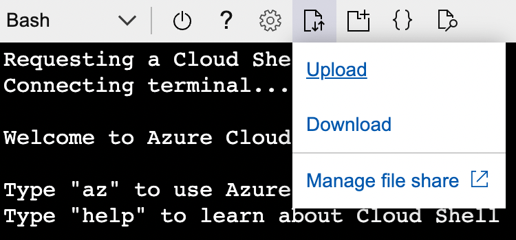 The Upload/Download files button in Azure Cloud Shell