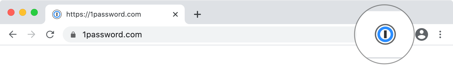 the 1Password icon in Chrome