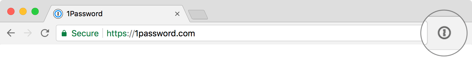 el ícono de 1Password en Chrome