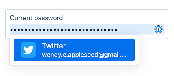 Fill your current password