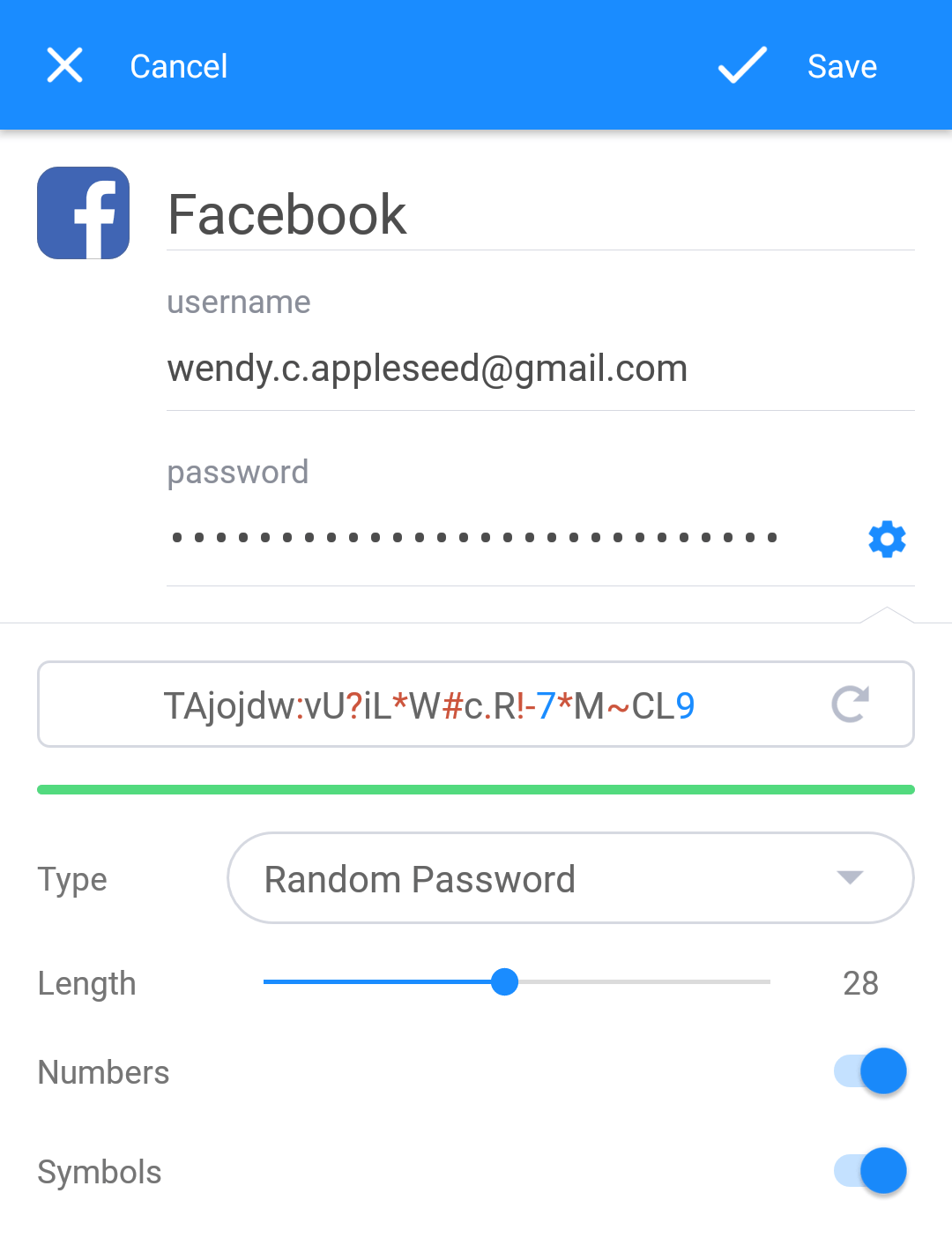 Use the password generator to create a new password