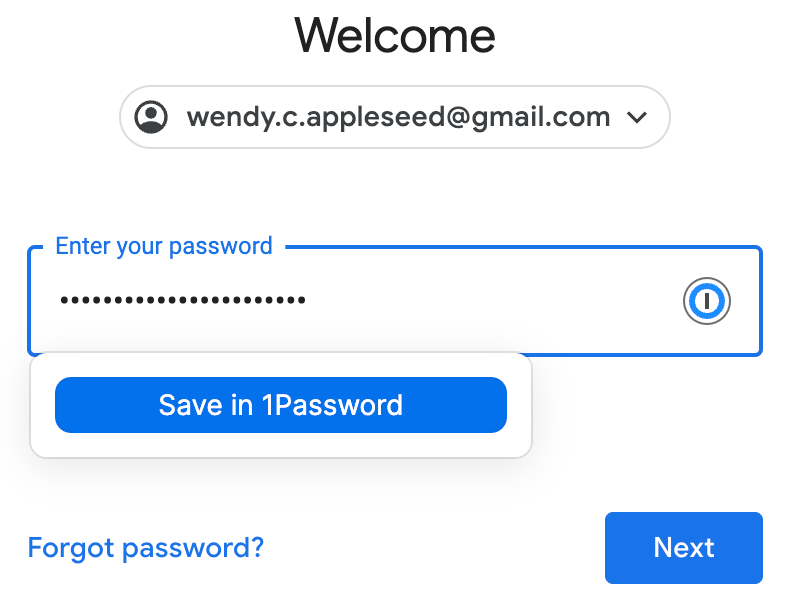 The second page of a login process, which shows a password field