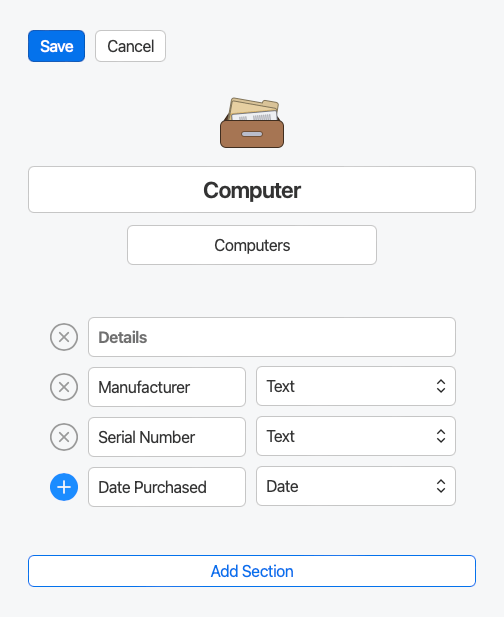 Creating a custom item template on 1Password.com
