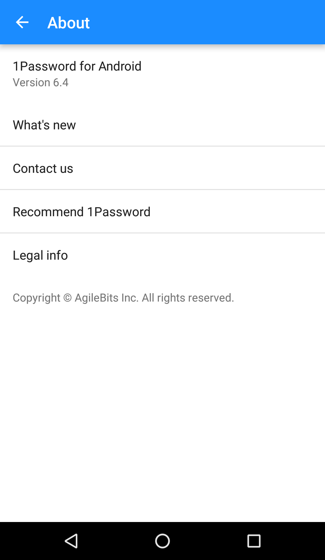 1Password version number