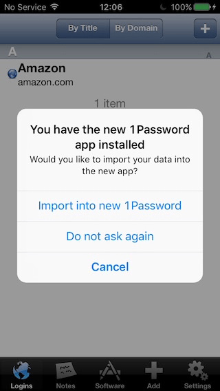 You have the new 1Password app installed. Would you like to import your data into the new app?