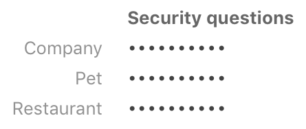 Custom fields - Security questions