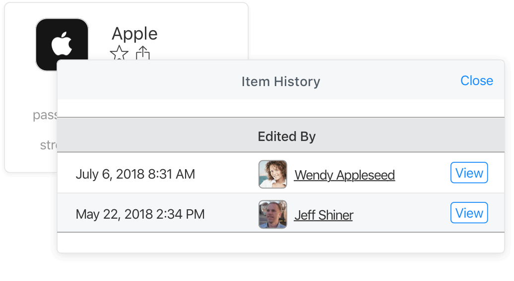 Item history on 1Password.com