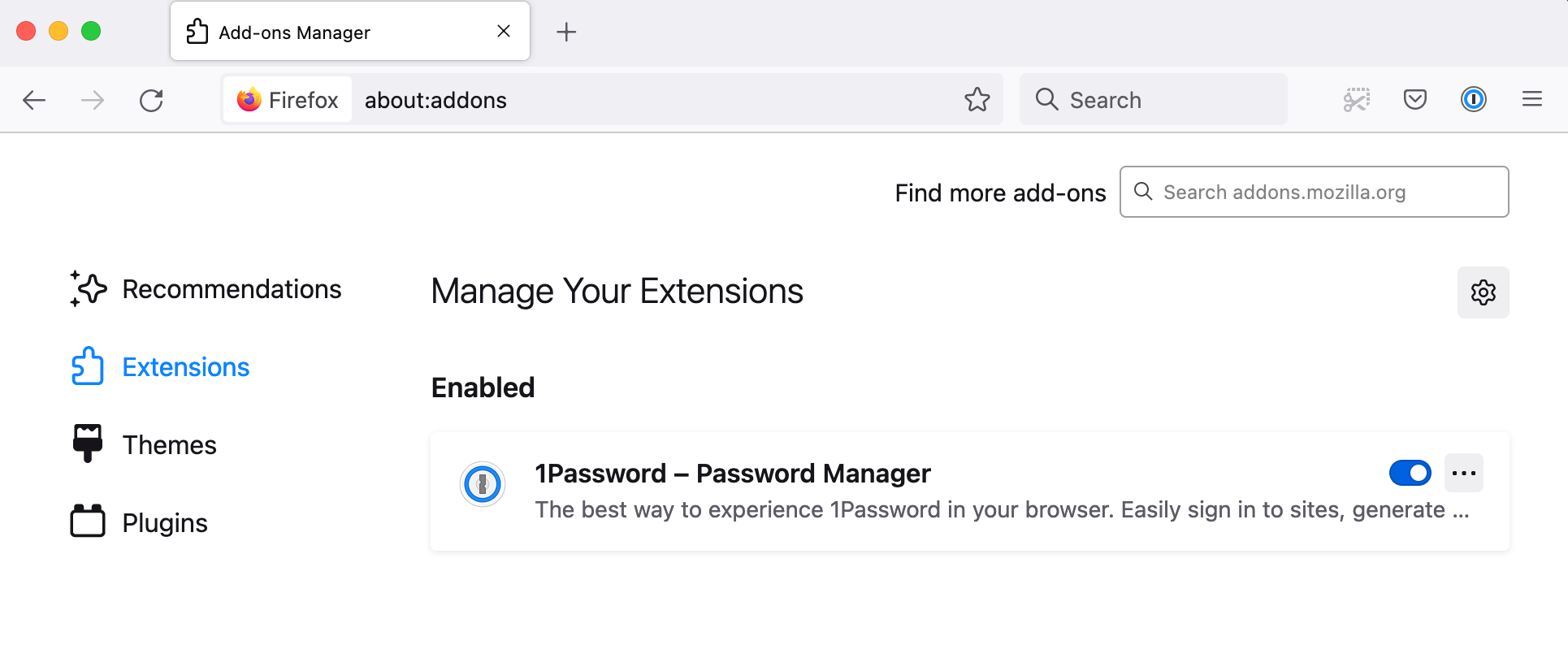 1password firefox extension sticks on verifying