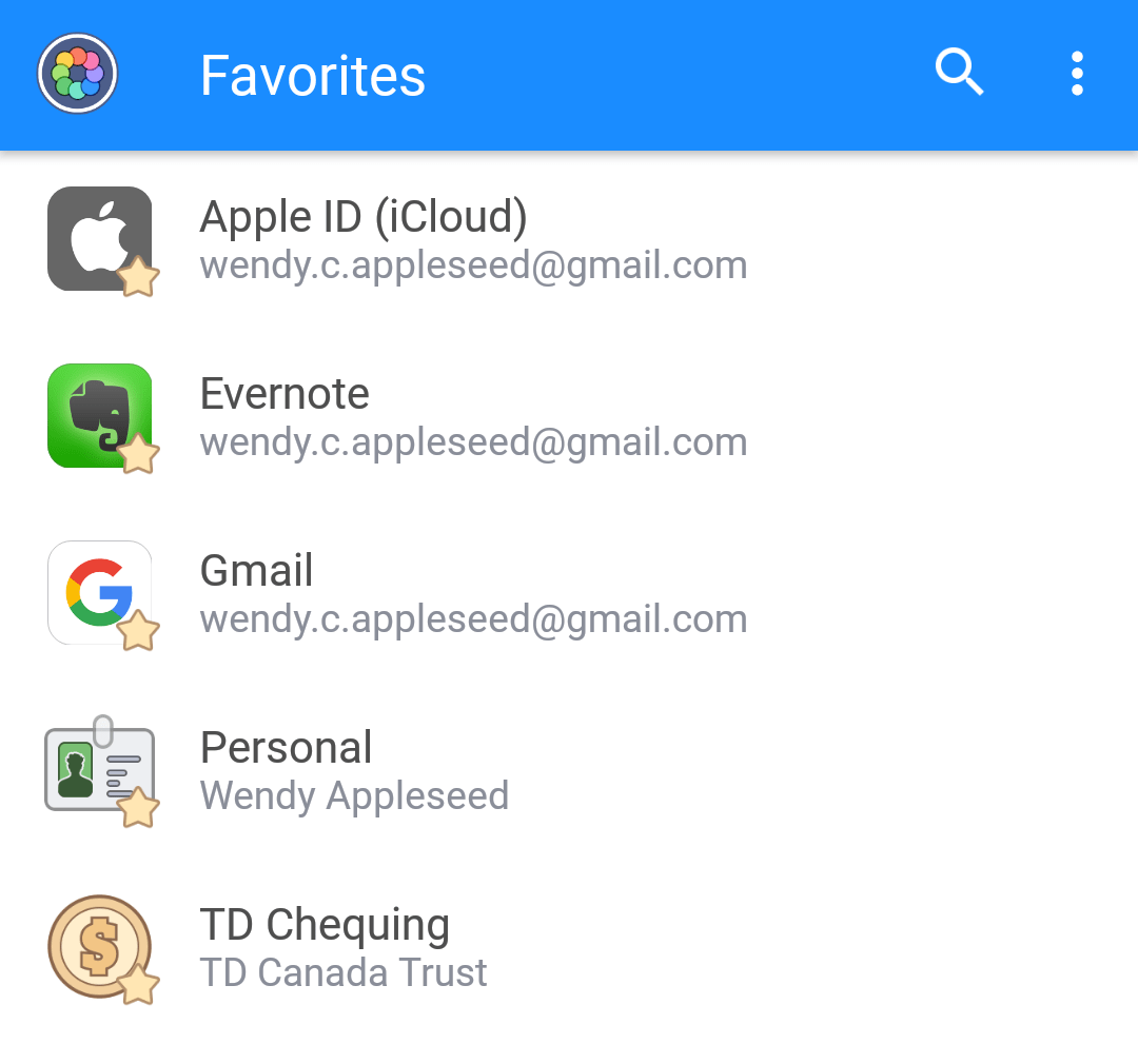 Use Favorites to organize your items