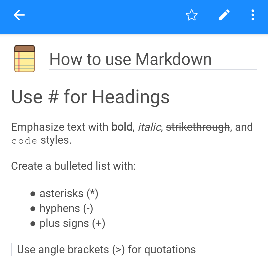 Usa Markdown para darle formato a tus notas
