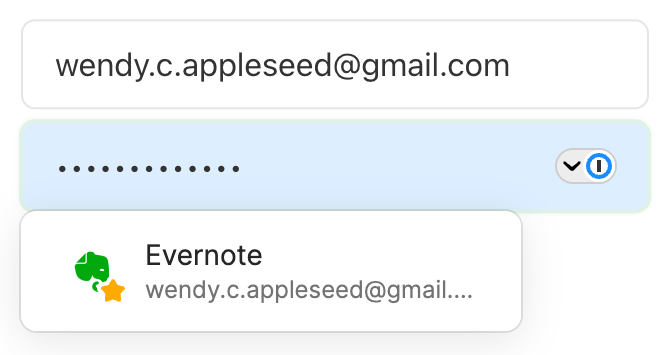 The 1Password icon in a password field