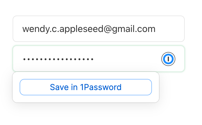 Saving a login inline with 1Password