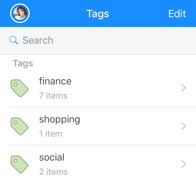 Organize your items with tags