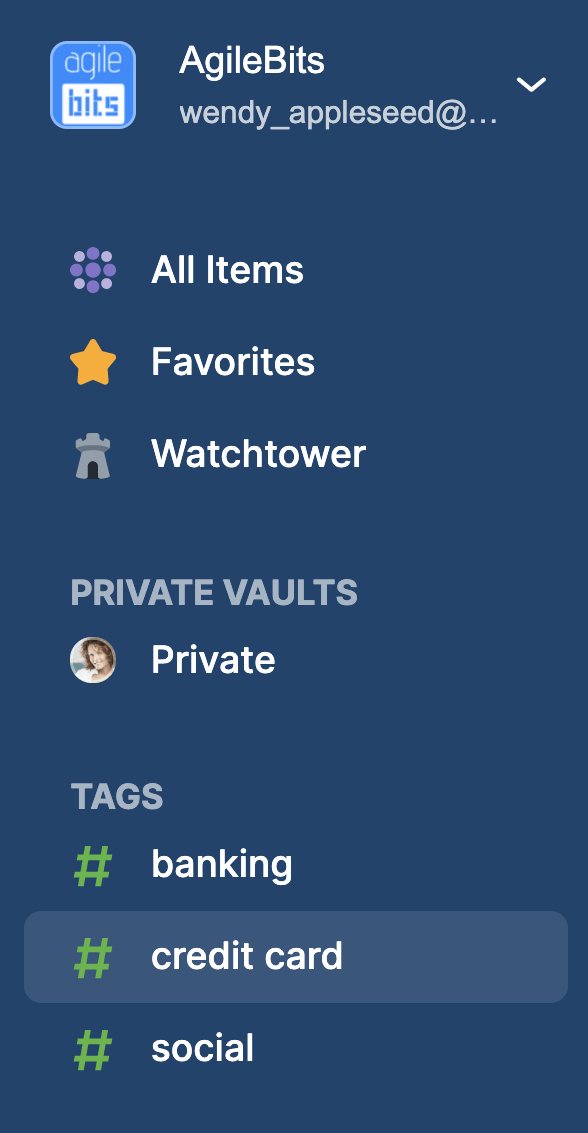 Favorites listed in the sidebar
