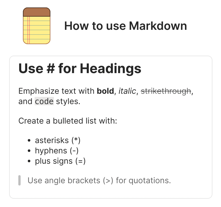 Use Markdown to format notes
