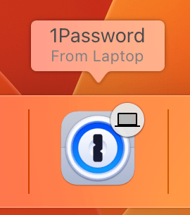 The Handoff icon for 1Password in the Dock on a Mac