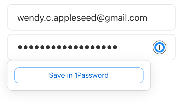 Saving a login inline with 1Password for Safari