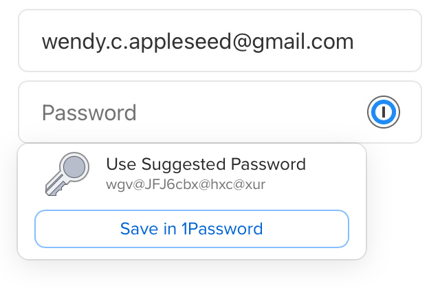 1Password suggesting a new password