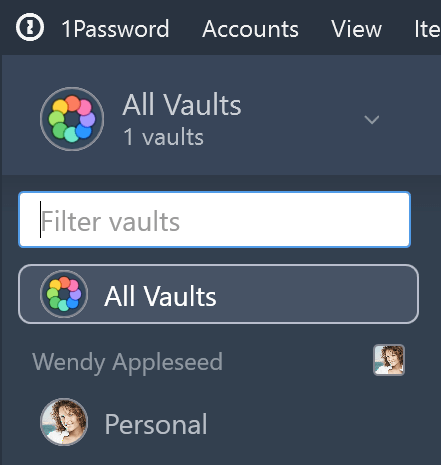 1password export vaults to move to another account