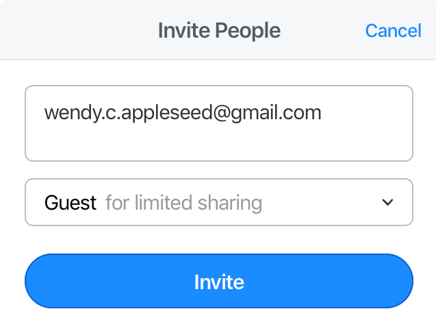 Enter the emails of the people you want to add as guests