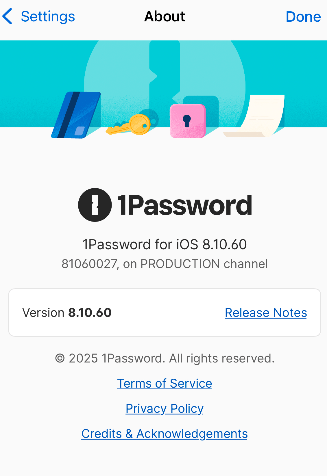 1Password for iOS version number