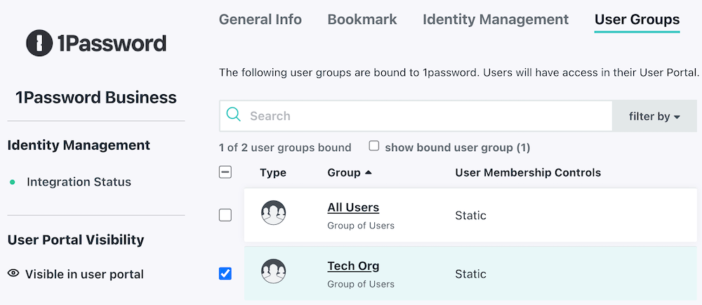 Configure groups in the 1Password Business application