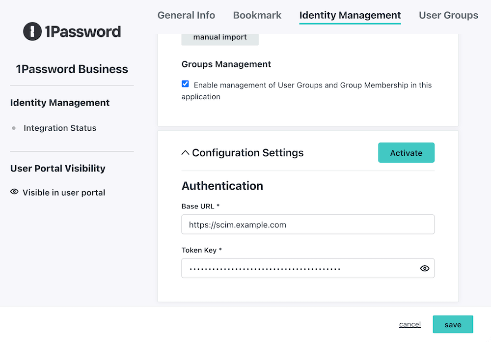 Configure the 1Password Business application