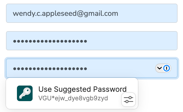 Use a suggested password