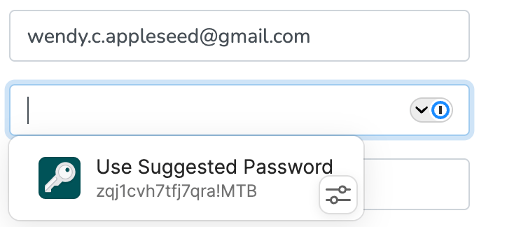 1Password suggesting a new password