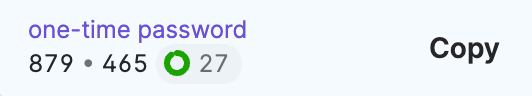 Copying the two-factor-authentication code from 1Password