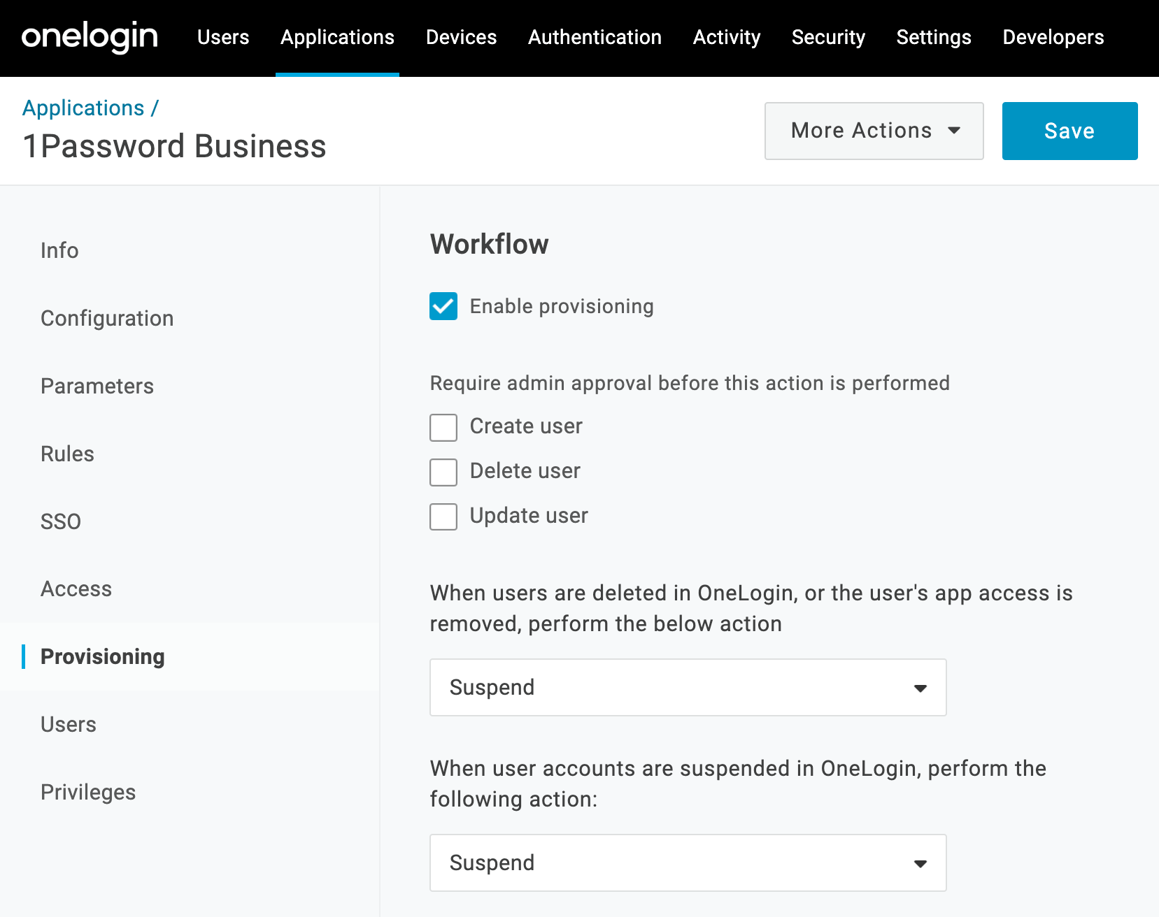 Provisioning settings, with Enable provisioning turned on