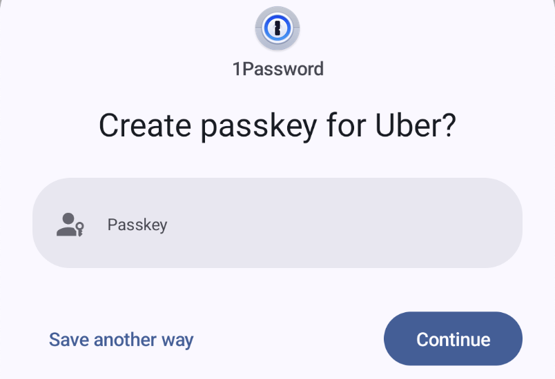 Creating and saving a passkey in 1Password for Android