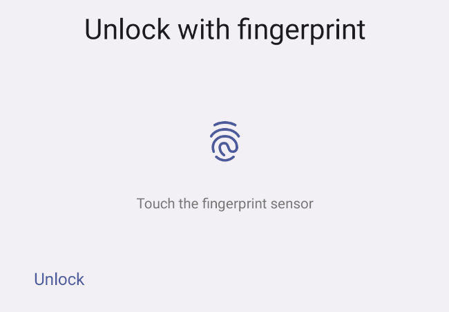 The biometric unlock prompt in 1Password for Android