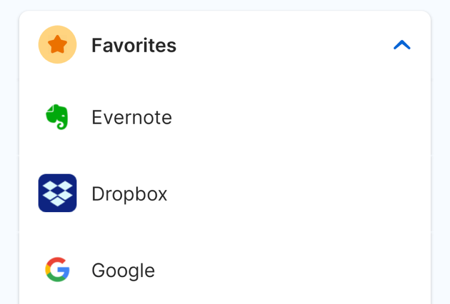 View favorites in the Home tab