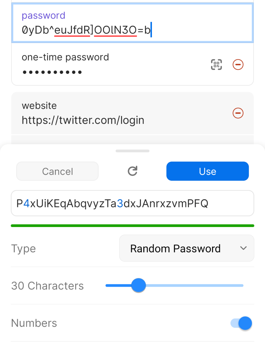 Generate a password in 1Password for Android