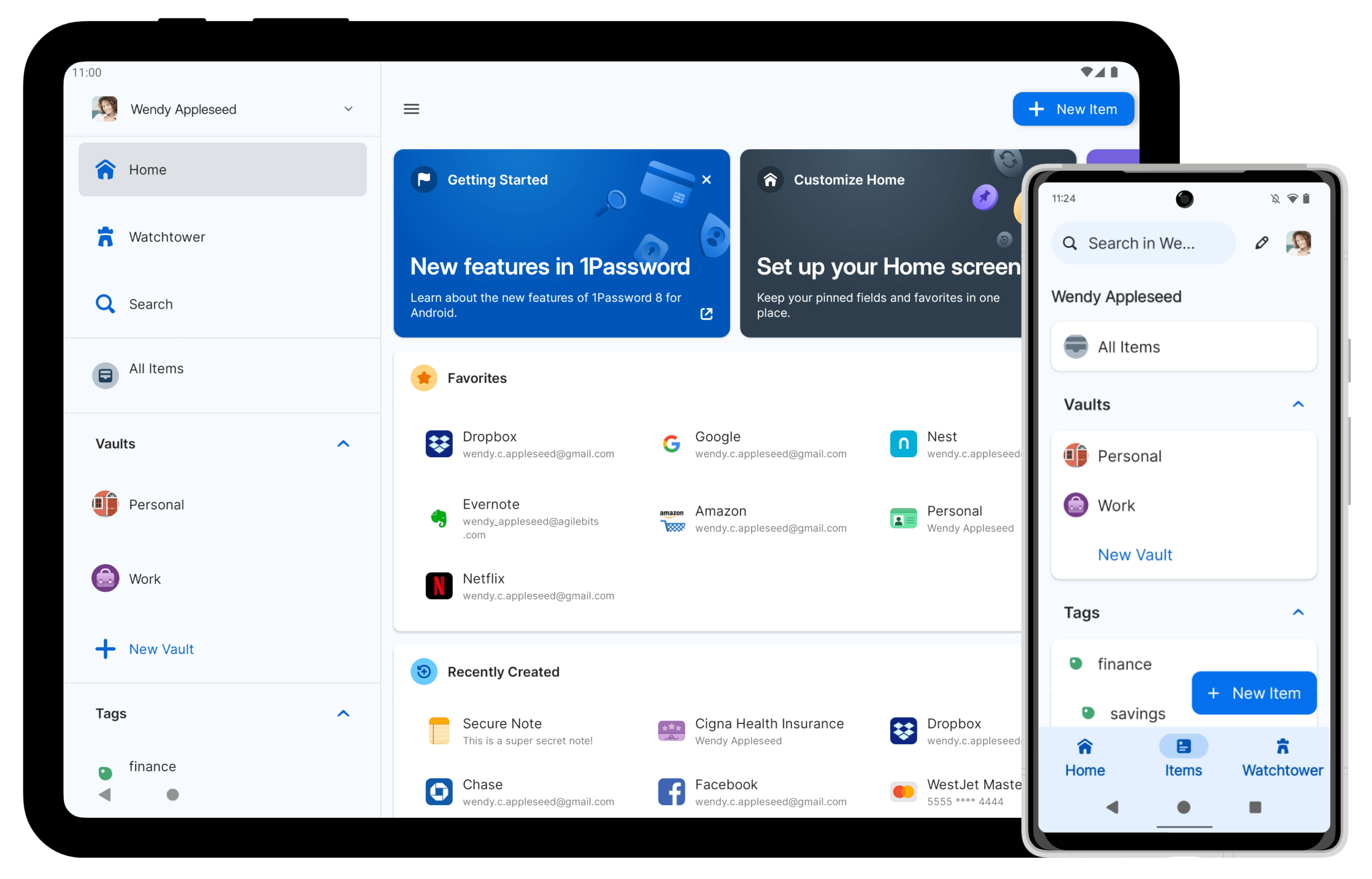 1Password for Android on phone and tablet