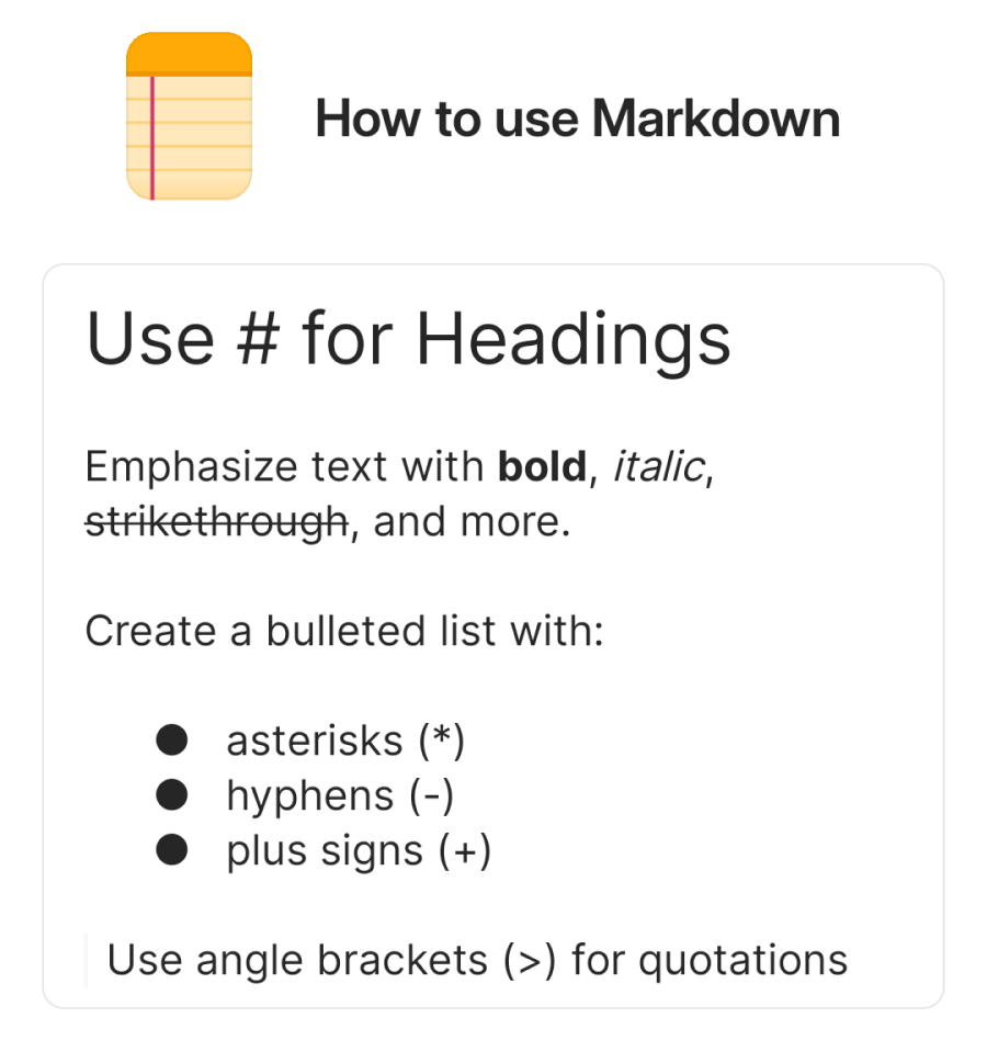 Use Markdown to format notes