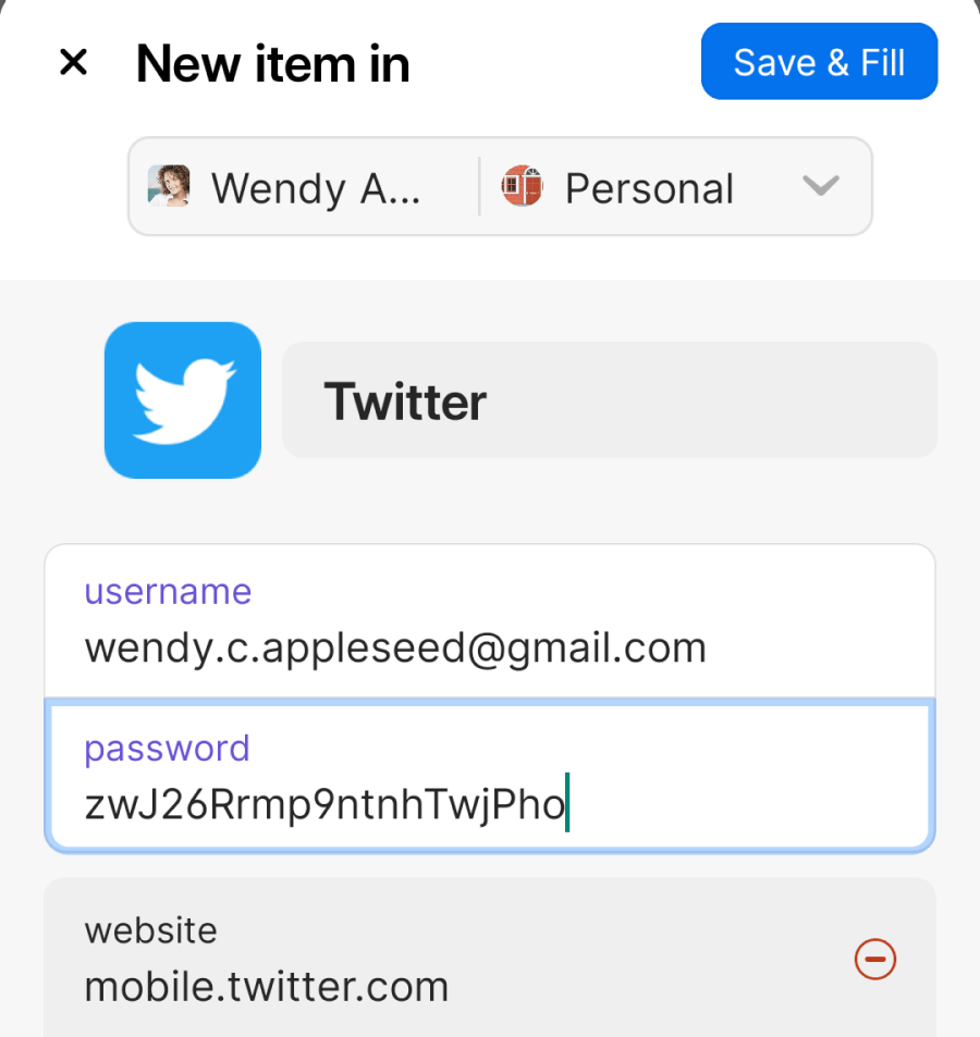 Save a login for a website where the username and password are on