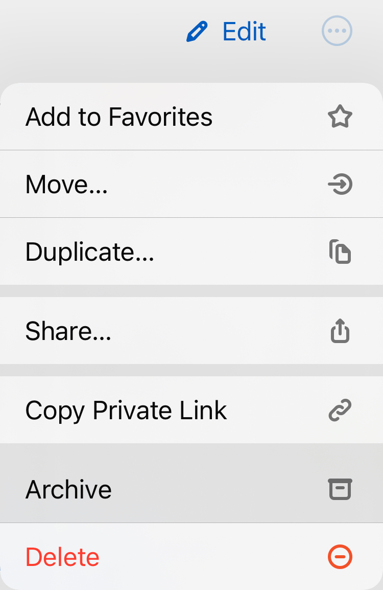 The ellipsis dropdown menu open with Archive selected.