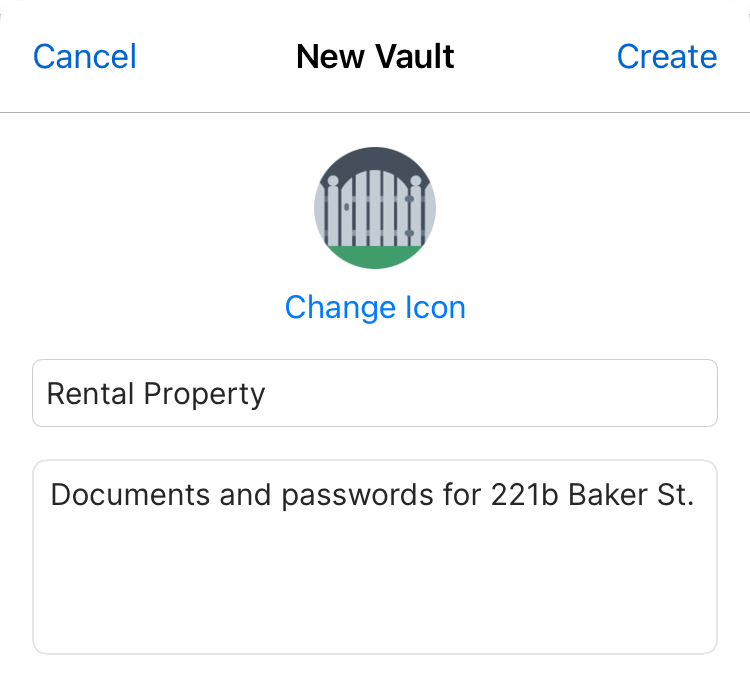 The pop-up to create a new vault in the 1Password app